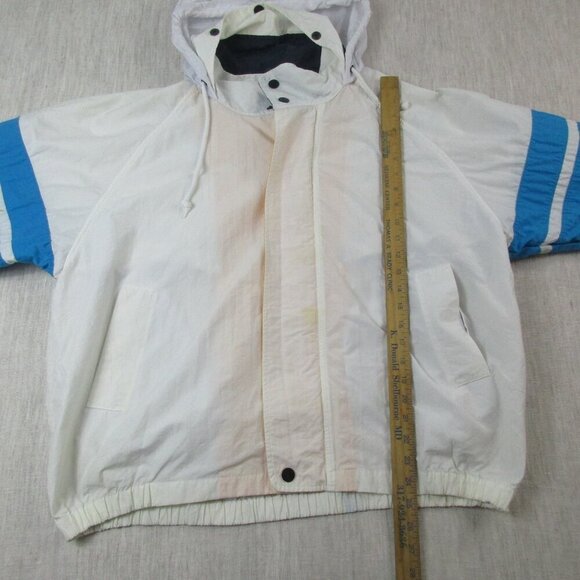 Vintage Nautica Jacket Mens XL White Windbreaker Long Sleeve Hooded Full Zipper - Picture 12 of 14
